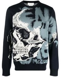 McQueen - Logo Skull Intarsia Sweater - Lyst