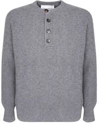 Amaranto - Gerippter Henley-Pullover - Lyst