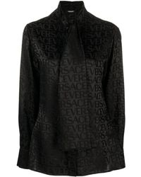 Versace - Allover Scarf-tie Shirt - Lyst