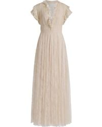 Alberta Ferretti - Ruffled Lace Maxi Dress - Lyst