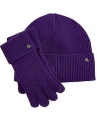 Ralph Lauren - Ensemble Bonnet-Gants En Maille Nervurée - Lyst