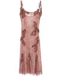 Blumarine - Midi-Jurk Met Geborduurd Kant - Lyst