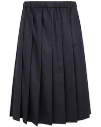 Aspesi - Pleated Wool Midi Skirt - Lyst