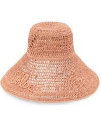Chloé - Logo-Embroidered Raffia Hat - Lyst