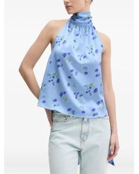HUGO - Halter-Neck Floral-Print Top - Lyst