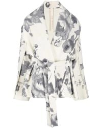 Forme D'expression - Floral-Print Belted Short Coat - Lyst