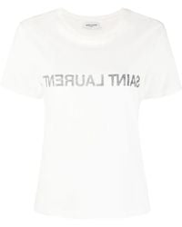 Saint Laurent - T-Shirt Aus Baumwoll-Jersey Mit Prints - Lyst