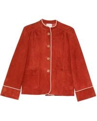 forte_forte - Veste En Daim À Liseré Passepoilé - Lyst
