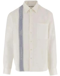 JW Anderson - Logo-Stripe Button-Down Linen Shirt - Lyst