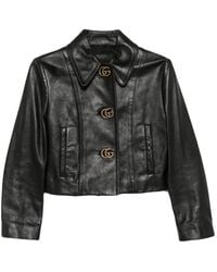 Gucci - Leather With Aged Effect Jacket - Lyst