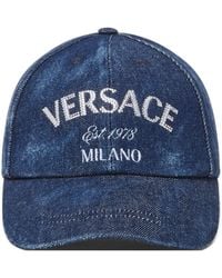 Versace - Logo-embellished Denim Cap - Lyst