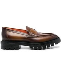 Santoni - Leather Penny Loafers - Lyst