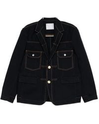 Sacai - Contrast-Stitch Single-Breasted Blazer - Lyst