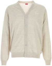 KENZO - Embroidered-Logo Wool Cardigan - Lyst