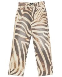 7 For All Mankind - Stovepipe Zebra-Print Straight-Leg Jeans - Lyst