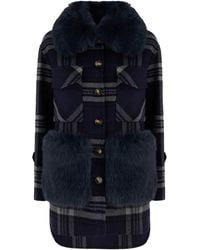 Ava Adore - Plaid Faux-Fur Trimmed Coat - Lyst