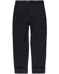 Sacai - Cropped Belted Turn-up Trousers - Lyst