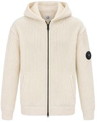 C.P. Company - Ribbed-Knit Lens Hoodie - Lyst