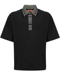 Missoni - Chevron Knit-Insert Cotton Polo Shirt - Lyst