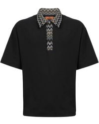 Missoni - Chevron Knit-Insert Cotton Polo Shirt - Lyst