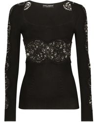 Dolce & Gabbana - Floral-Lace Knit Jumper - Lyst