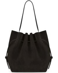 Yuzefi - Scallop Draped Suede Shoulder Bag - Lyst