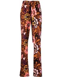 La DoubleJ - Floral Belted Flared Trousers - Lyst