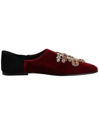 Dolce & Gabbana - Crystal-Embellished Velvet Loafers - Lyst