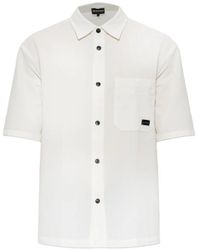 Emporio Armani - Seersucker Shirt With Down Padding And Rib Details - Lyst