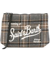 MC2 Saint Barth - Aline Tartan Embroidered-Logo Clutch Bag - Lyst