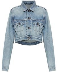 Balenciaga - Cropped Distressed Denim Jacket - Lyst