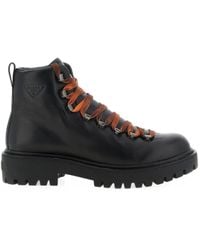 Prada - Leather Lace-Up Ankle Boots - Lyst