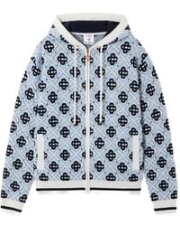 CASABLANCA - Merino Monogram Zip‑Up Hooded Sweatshirt - Lyst