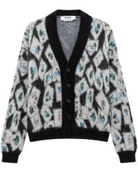 MSGM - Cardigan Mit Argyle-Muster - Lyst