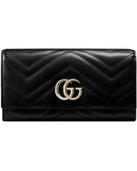 Gucci - Gg Marmont Chevron Logo Wallet - Lyst