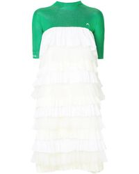 Marine Serre - Vestido a capas plisadas con diseño colour block - Lyst