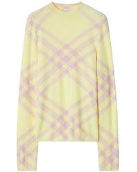 Burberry - Check-Pattern Ribbed Jumper - Lyst