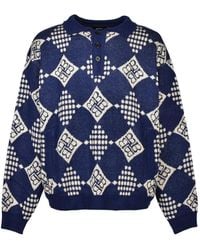 BREATH - Geometric-Pattern Polo Sweater - Lyst
