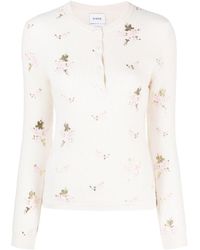 Barrie - Floral-print Waffle-knit Jumper - Lyst