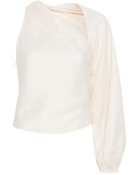 Self-Portrait - Draped-Sleeve Top - Lyst