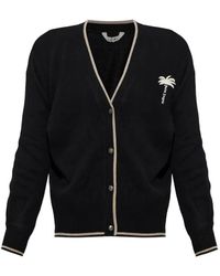 Palm Angels - Embroidered-Logo Wool Cardigan - Lyst