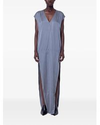 Rick Owens - Arrowhead Maxi-Jurk Met Zijsplit En V-Hals - Lyst