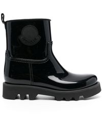 Moncler - Ginette Regenstiefel Aus Glänzendem Gummi Mit Logoapplikation - Lyst