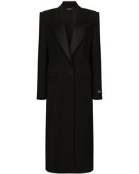 Dolce & Gabbana - Cappotto lungo tuxedo monopettto in lana - Lyst