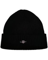 GANT - Logo Cotton Blend Beanie - Lyst