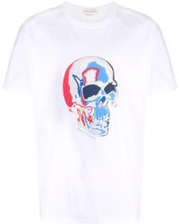 Alexander McQueen - Alexander MC Königin weißes T -Shirt mit solarisiertem Schädeldruck - Lyst