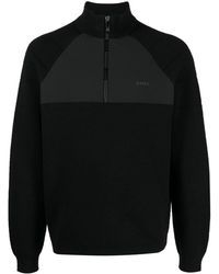 BOSS - Boss Zamio Half Zip Sweater Black - Lyst
