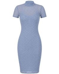 HUGO - Geometric-Mesh High-Neck Mini Dress - Lyst