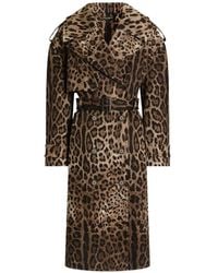 Dolce & Gabbana - Manteau De Perçage En Coton Imprimé Leo À Double Boutonnage - Lyst