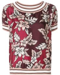 Moncler Short-sleeve Floral Blouse - Pink